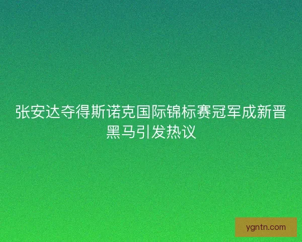 张安达夺得斯诺克国际锦标赛冠军成新晋黑马引发热议